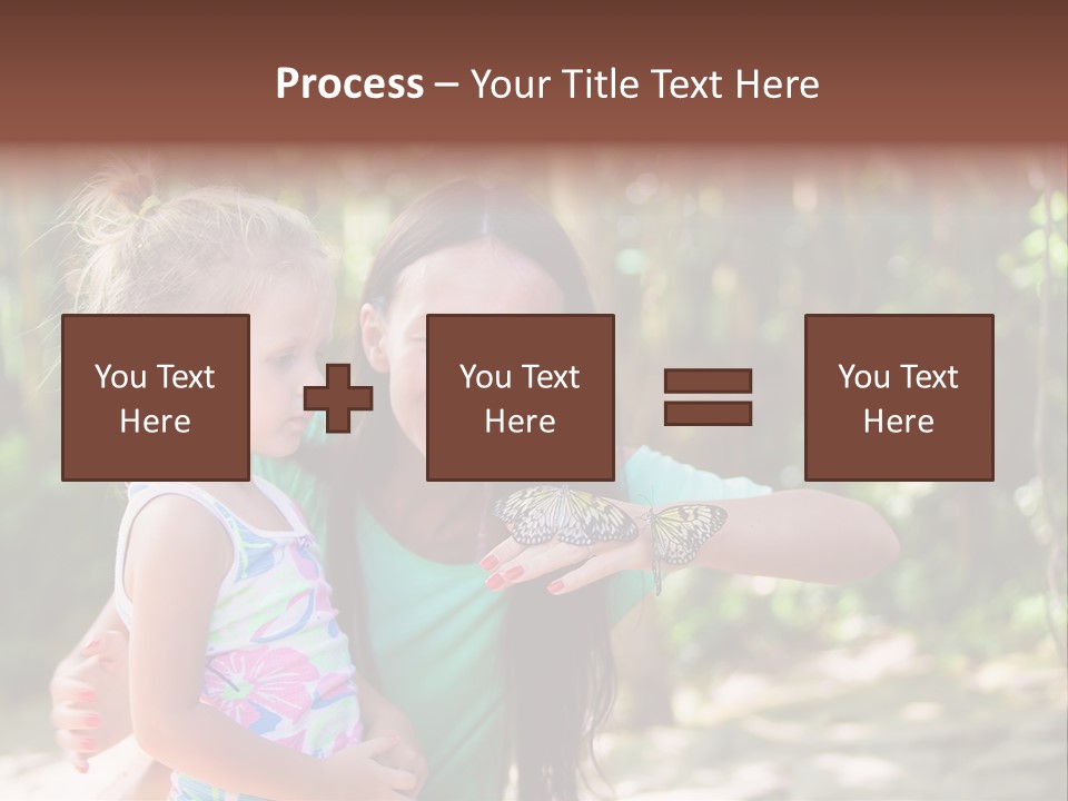 A Woman And A Little Girl Are Looking At A Butterfly PowerPoint Template