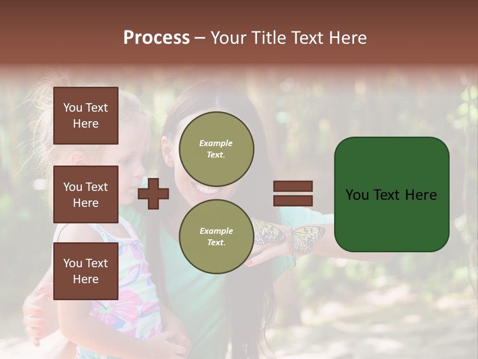 A Woman And A Little Girl Are Looking At A Butterfly PowerPoint Template