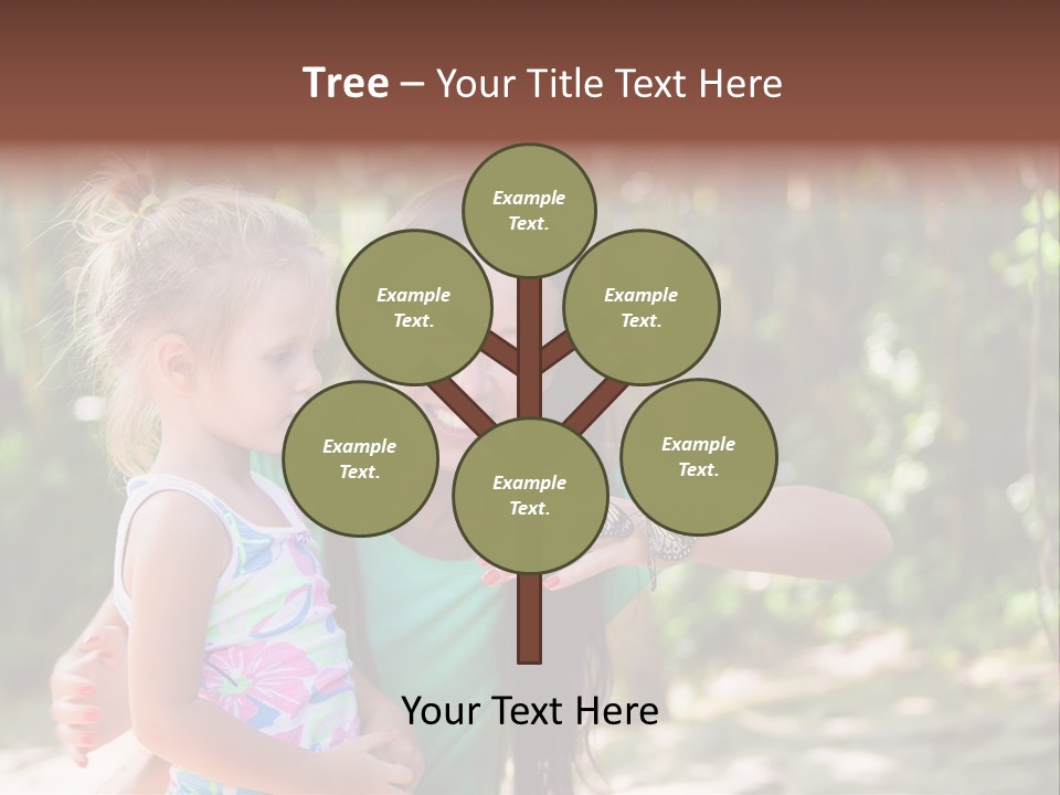A Woman And A Little Girl Are Looking At A Butterfly PowerPoint Template