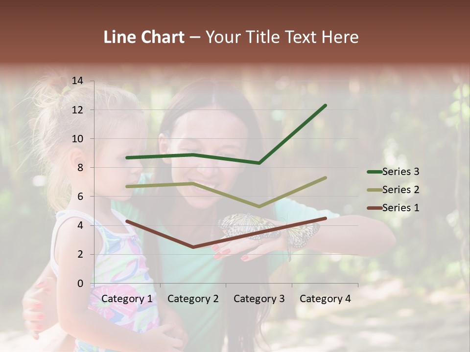 A Woman And A Little Girl Are Looking At A Butterfly PowerPoint Template