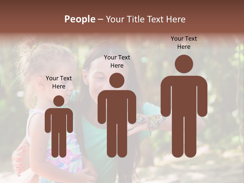 A Woman And A Little Girl Are Looking At A Butterfly PowerPoint Template