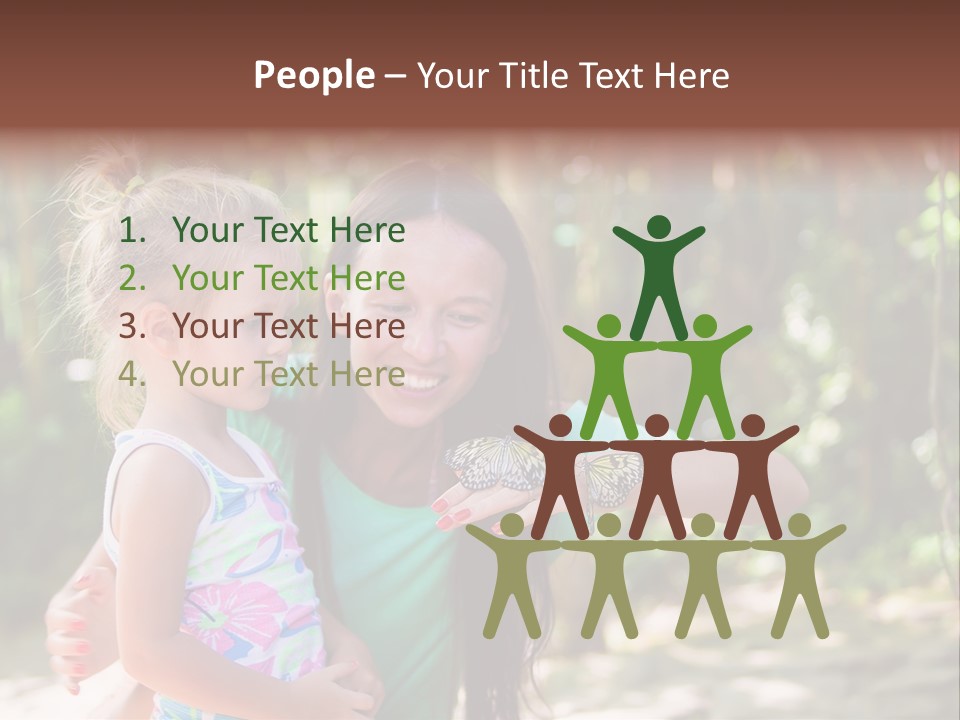 A Woman And A Little Girl Are Looking At A Butterfly PowerPoint Template