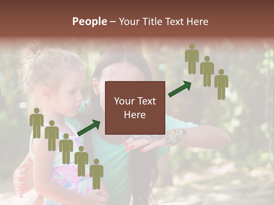 A Woman And A Little Girl Are Looking At A Butterfly PowerPoint Template