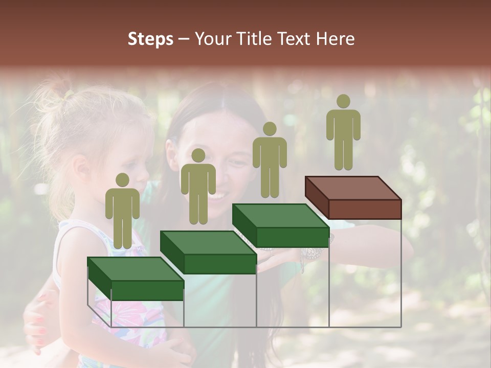 A Woman And A Little Girl Are Looking At A Butterfly PowerPoint Template