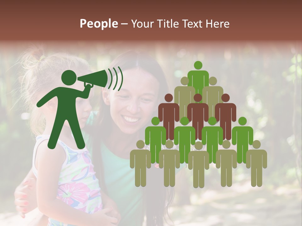 A Woman And A Little Girl Are Looking At A Butterfly PowerPoint Template