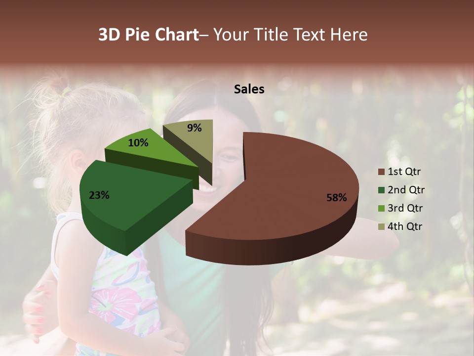 A Woman And A Little Girl Are Looking At A Butterfly PowerPoint Template