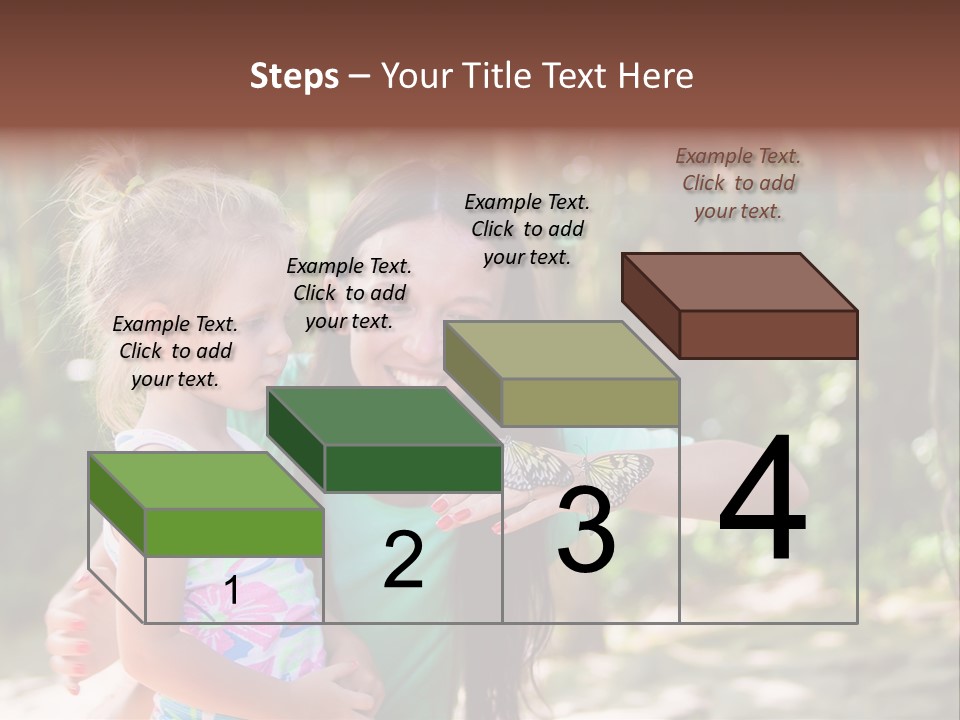 A Woman And A Little Girl Are Looking At A Butterfly PowerPoint Template