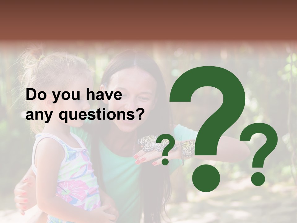 A Woman And A Little Girl Are Looking At A Butterfly PowerPoint Template