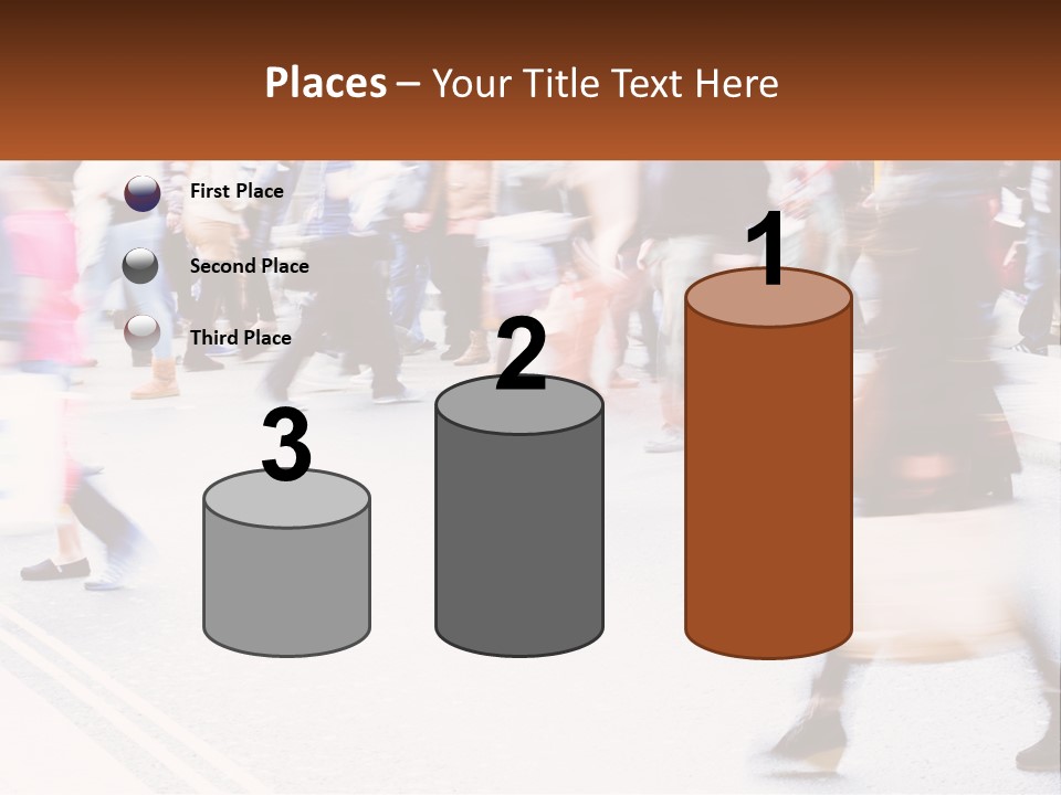 A Crowd Of People Walking Across A Street PowerPoint Template