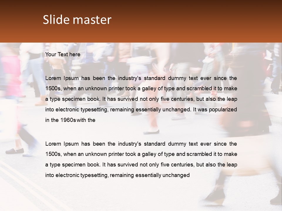 A Crowd Of People Walking Across A Street PowerPoint Template