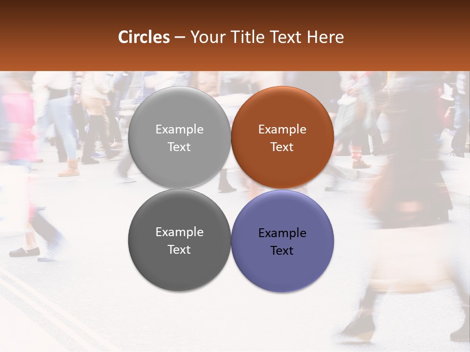A Crowd Of People Walking Across A Street PowerPoint Template