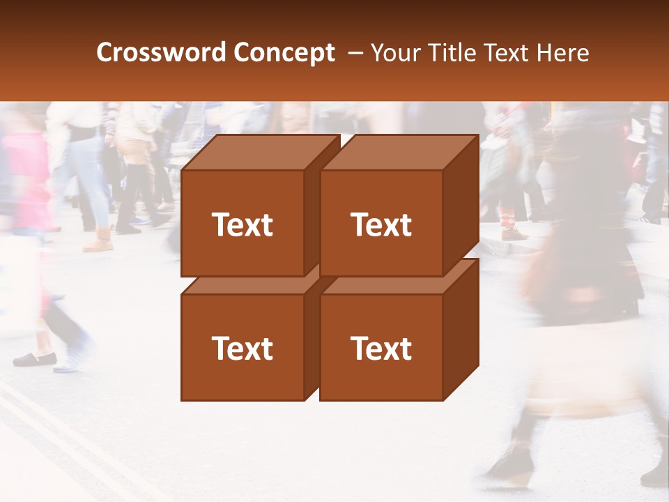 A Crowd Of People Walking Across A Street PowerPoint Template