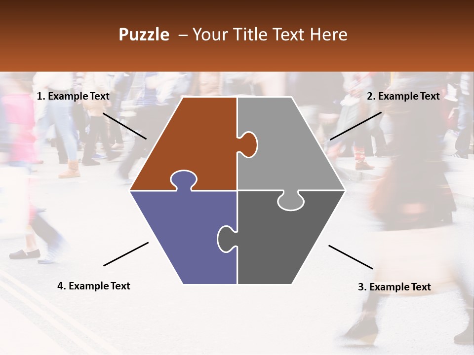 A Crowd Of People Walking Across A Street PowerPoint Template