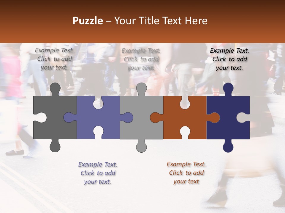 A Crowd Of People Walking Across A Street PowerPoint Template