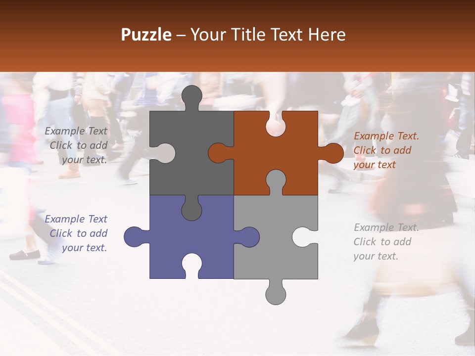 A Crowd Of People Walking Across A Street PowerPoint Template