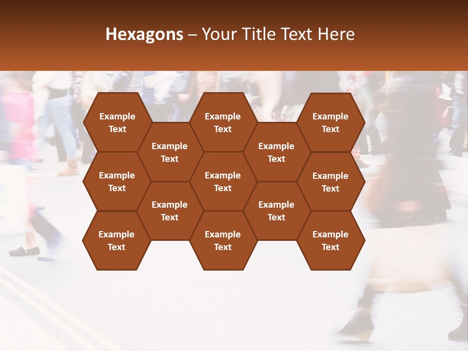 A Crowd Of People Walking Across A Street PowerPoint Template
