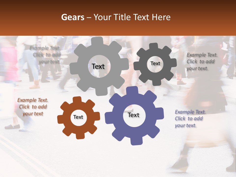 A Crowd Of People Walking Across A Street PowerPoint Template