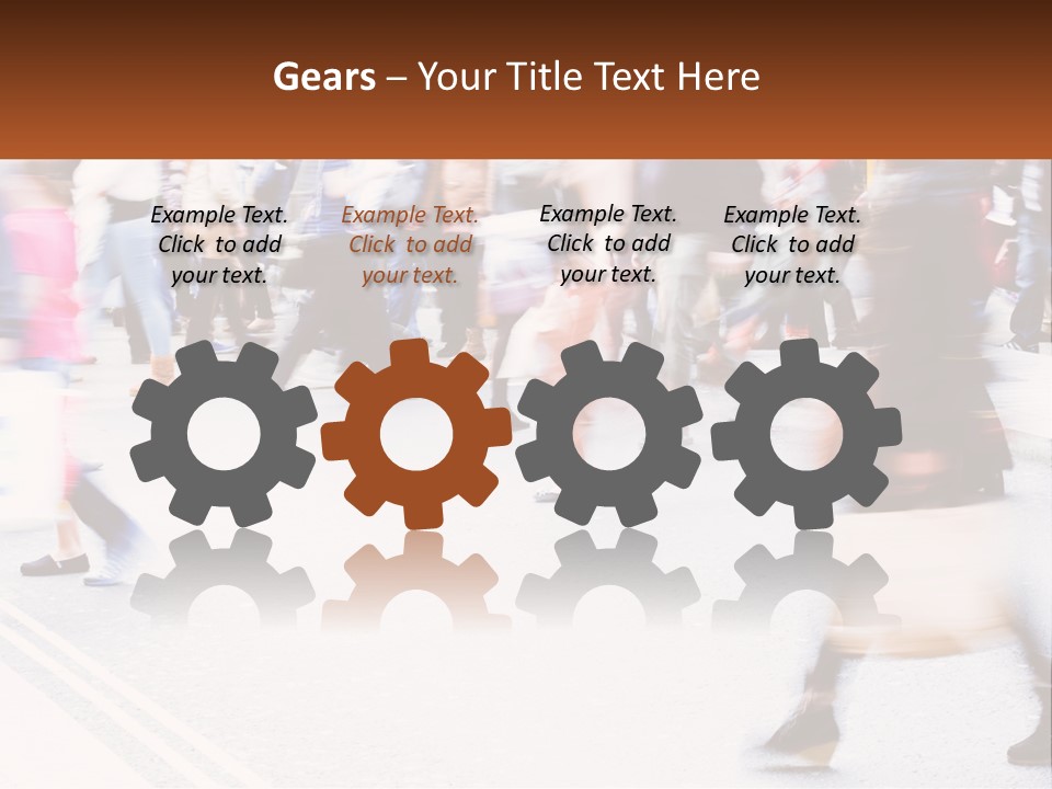 A Crowd Of People Walking Across A Street PowerPoint Template