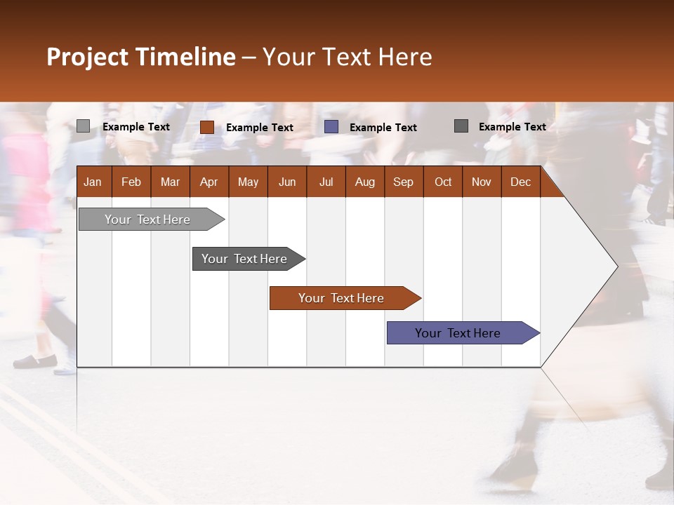A Crowd Of People Walking Across A Street PowerPoint Template
