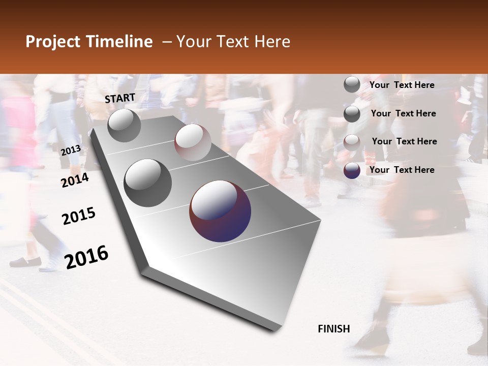 A Crowd Of People Walking Across A Street PowerPoint Template