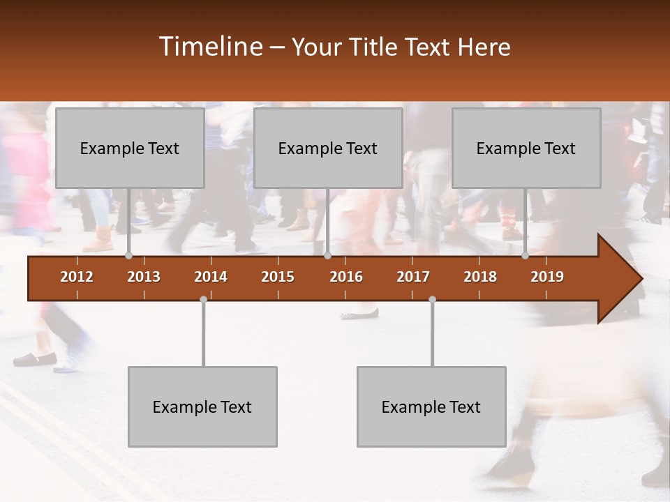 A Crowd Of People Walking Across A Street PowerPoint Template