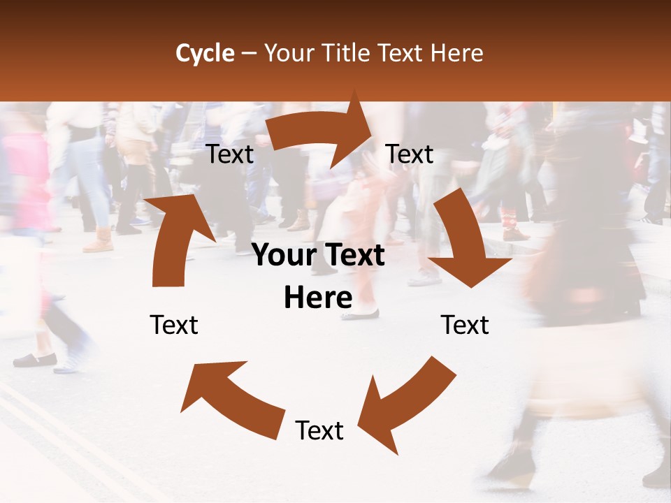 A Crowd Of People Walking Across A Street PowerPoint Template