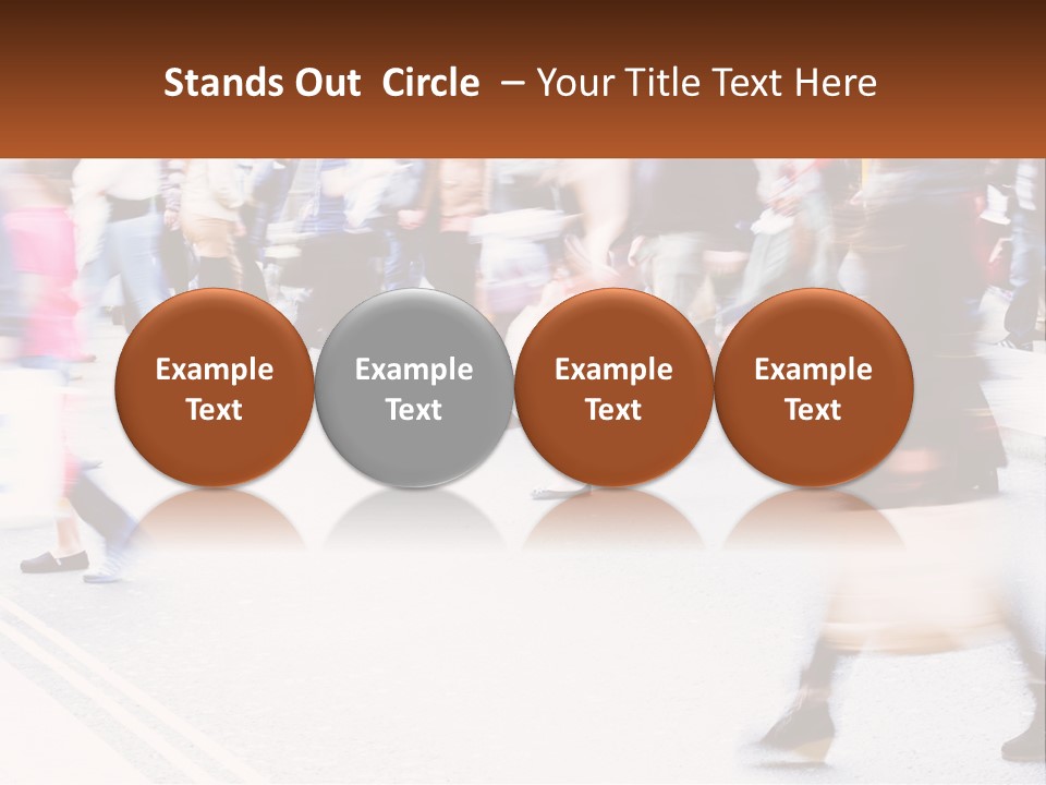 A Crowd Of People Walking Across A Street PowerPoint Template