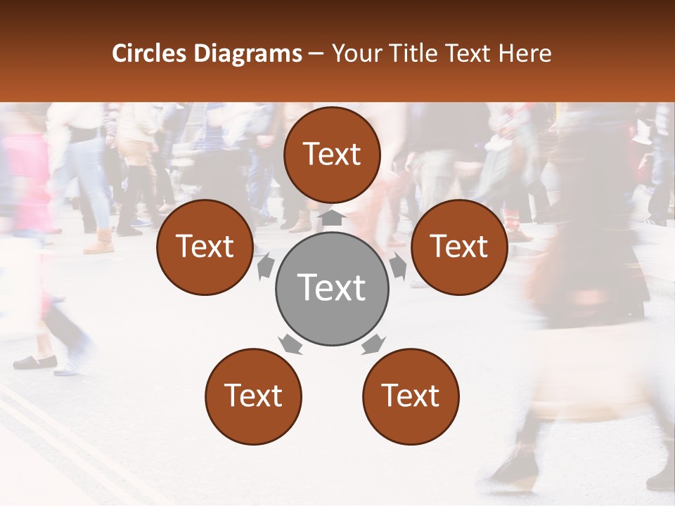 A Crowd Of People Walking Across A Street PowerPoint Template