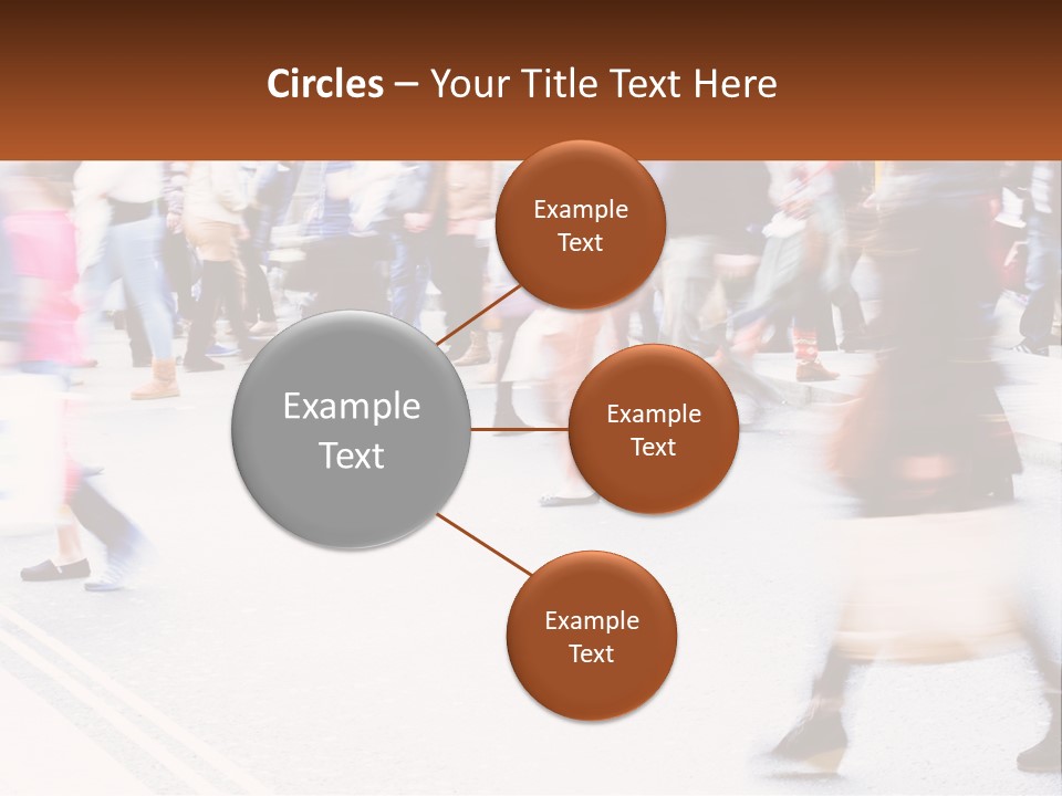 A Crowd Of People Walking Across A Street PowerPoint Template