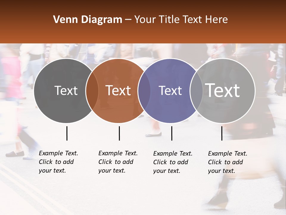 A Crowd Of People Walking Across A Street PowerPoint Template