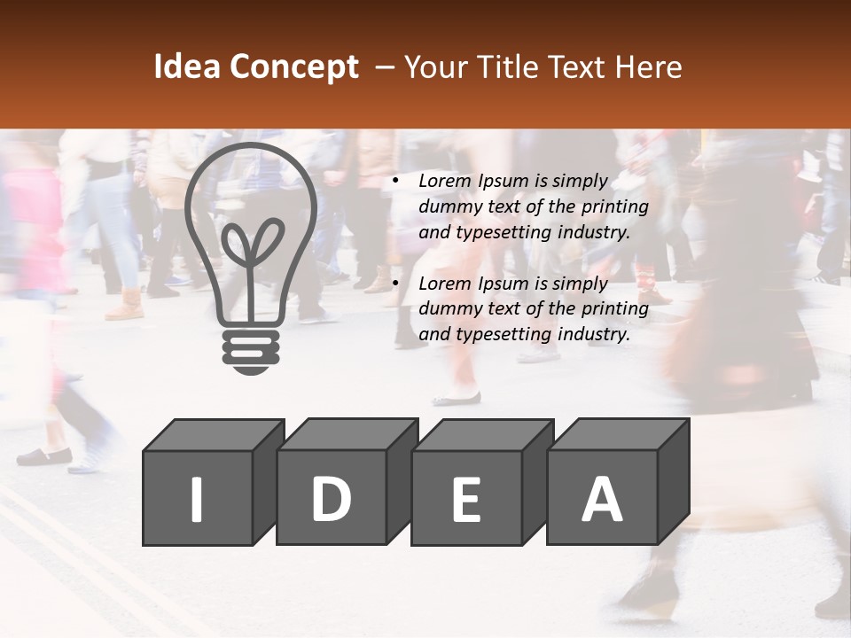 A Crowd Of People Walking Across A Street PowerPoint Template