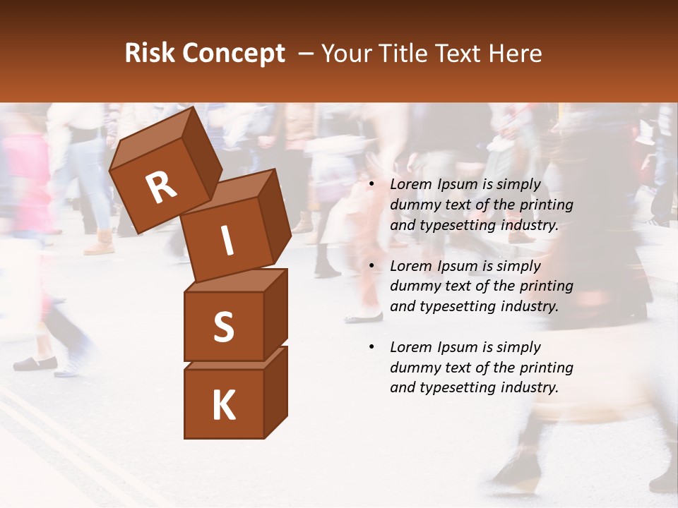 A Crowd Of People Walking Across A Street PowerPoint Template