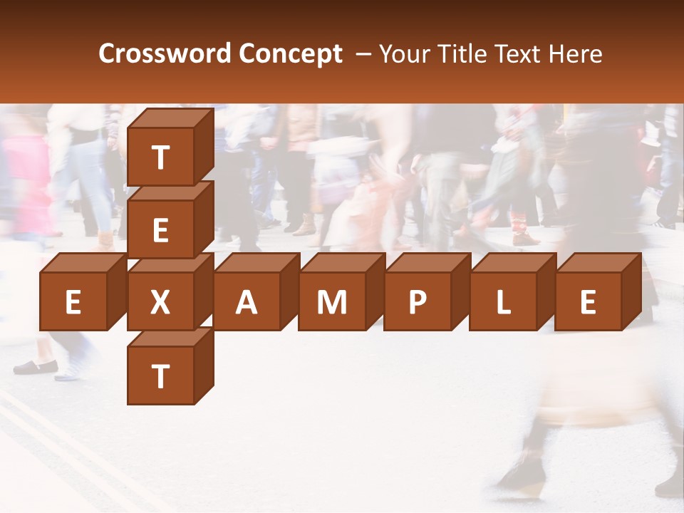 A Crowd Of People Walking Across A Street PowerPoint Template