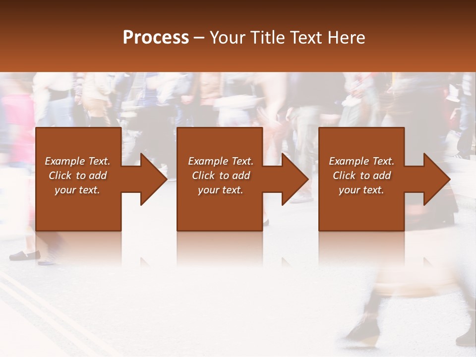 A Crowd Of People Walking Across A Street PowerPoint Template