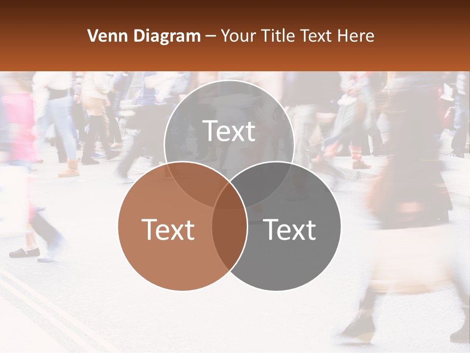 A Crowd Of People Walking Across A Street PowerPoint Template