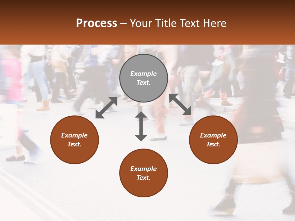 A Crowd Of People Walking Across A Street PowerPoint Template