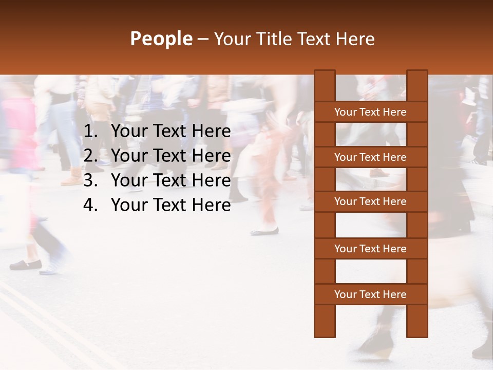 A Crowd Of People Walking Across A Street PowerPoint Template