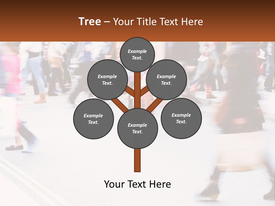 A Crowd Of People Walking Across A Street PowerPoint Template
