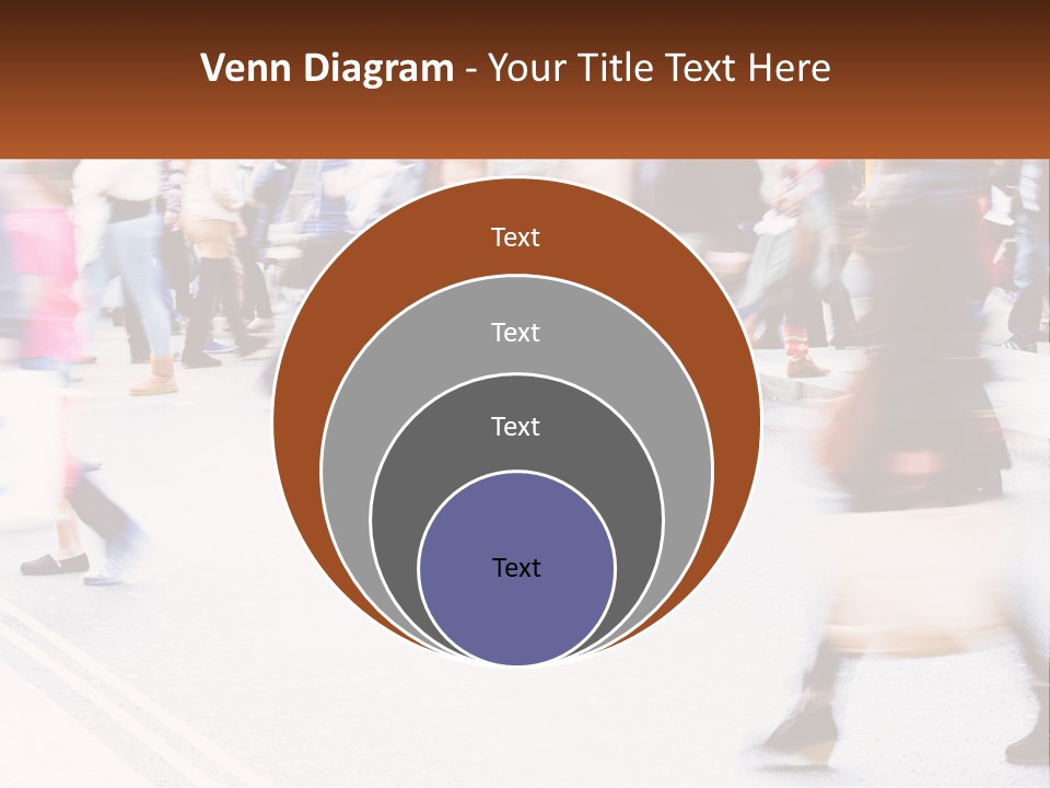 A Crowd Of People Walking Across A Street PowerPoint Template