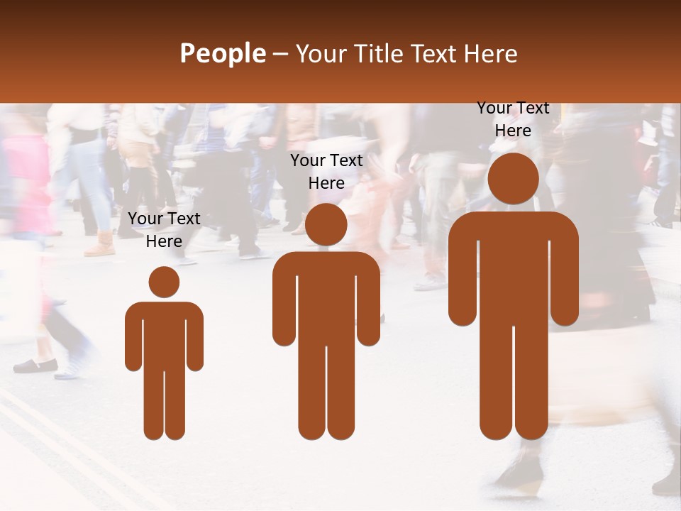 A Crowd Of People Walking Across A Street PowerPoint Template