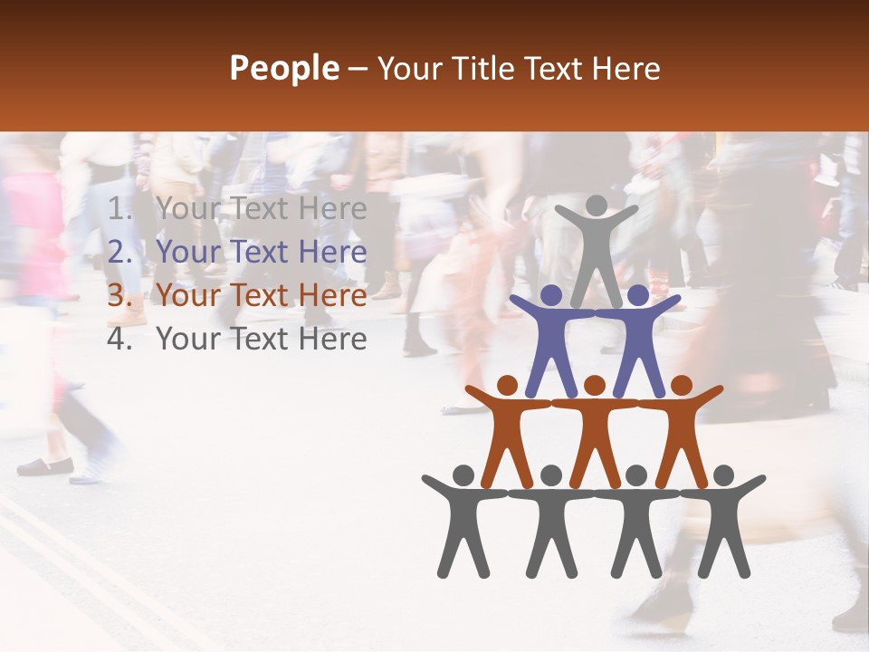 A Crowd Of People Walking Across A Street PowerPoint Template