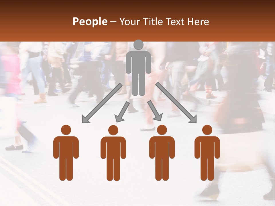 A Crowd Of People Walking Across A Street PowerPoint Template