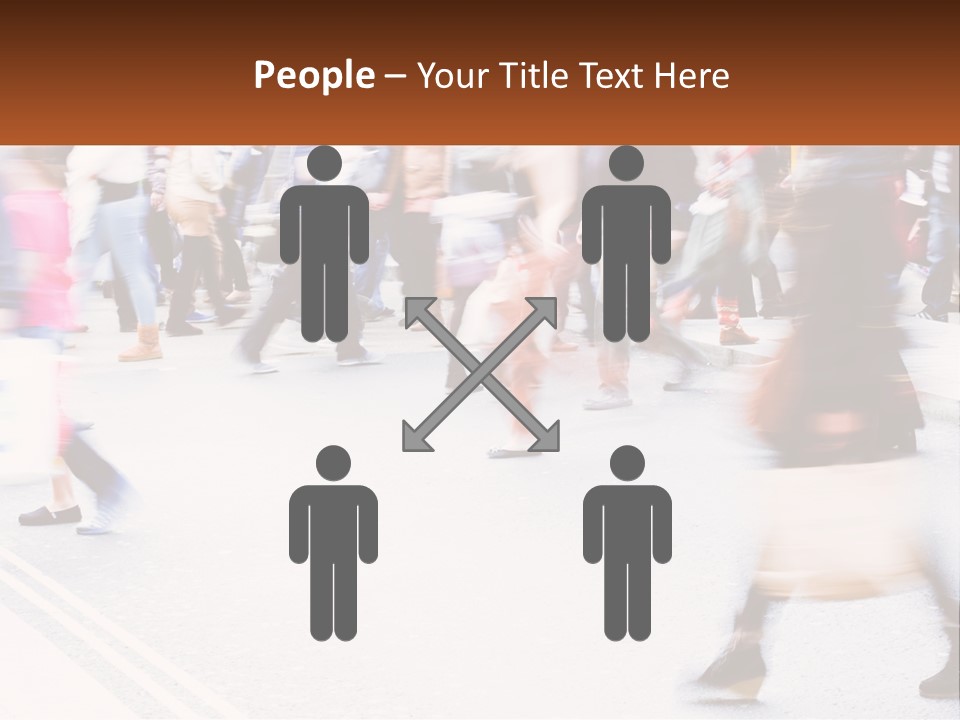 A Crowd Of People Walking Across A Street PowerPoint Template