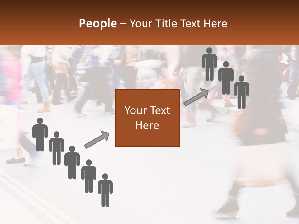 A Crowd Of People Walking Across A Street PowerPoint Template
