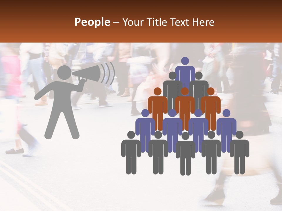 A Crowd Of People Walking Across A Street PowerPoint Template