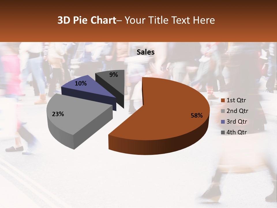 A Crowd Of People Walking Across A Street PowerPoint Template