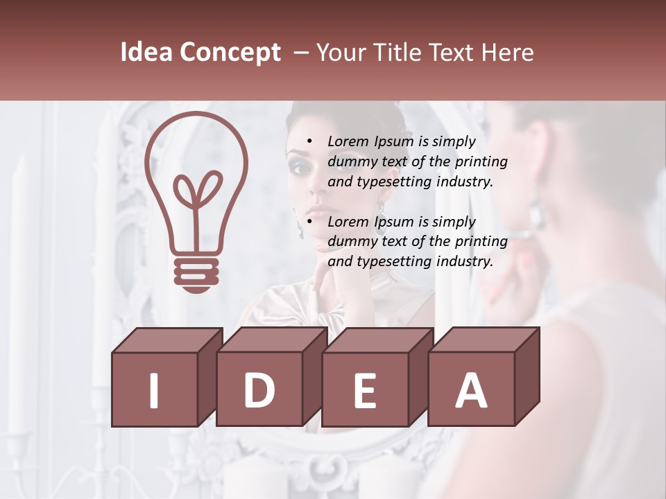 A Woman Looking At Herself In The Mirror PowerPoint Template
