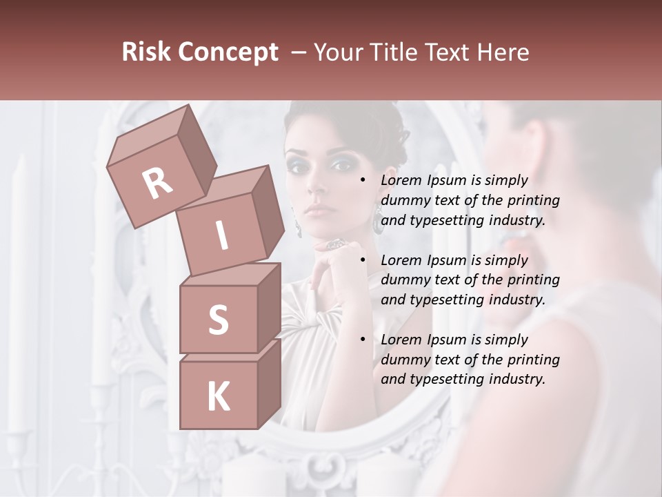 A Woman Looking At Herself In The Mirror PowerPoint Template