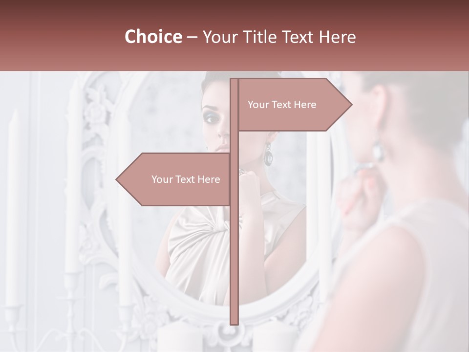 A Woman Looking At Herself In The Mirror PowerPoint Template