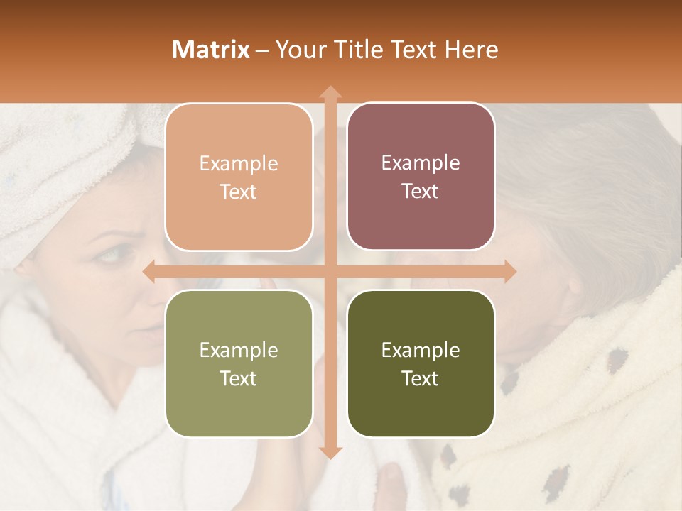 A Woman In A Bathrobe And A Woman With A Towel On Her Head PowerPoint Template